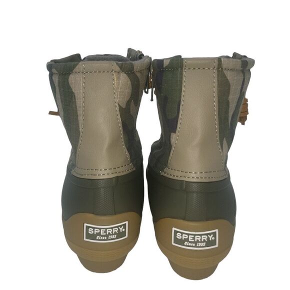 Sperry Saltwater Duck Boots Size 7.5 Olive Camo Wool Blend Upper - Picture 5 of 7
